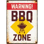 Bord blik BBQ Zone Warning (v)