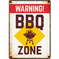 Plenty Gifts Bord blik BBQ Zone Warning (v)