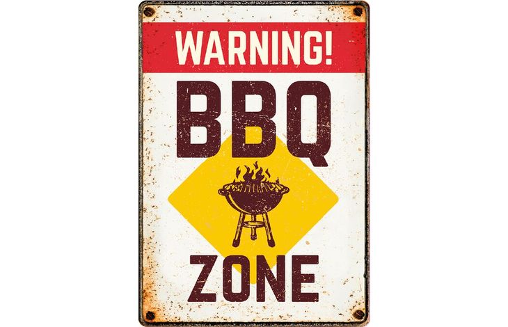 Plenty Gifts Bord blik BBQ Zone Warning (v)