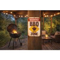 Plenty Gifts Bord blik BBQ Zone Warning (v)