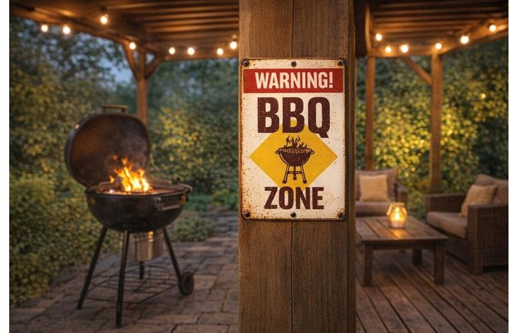 Plenty Gifts Bord blik BBQ Zone Warning (v)