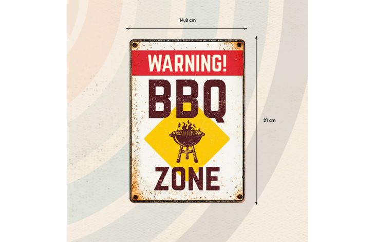 Plenty Gifts Bord blik BBQ Zone Warning (v)