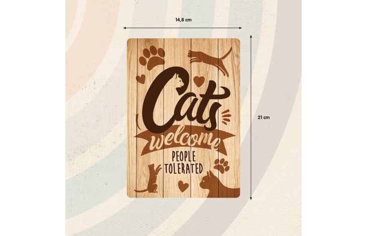 Plenty Gifts Bord blik Cats Welcome Wood (v)