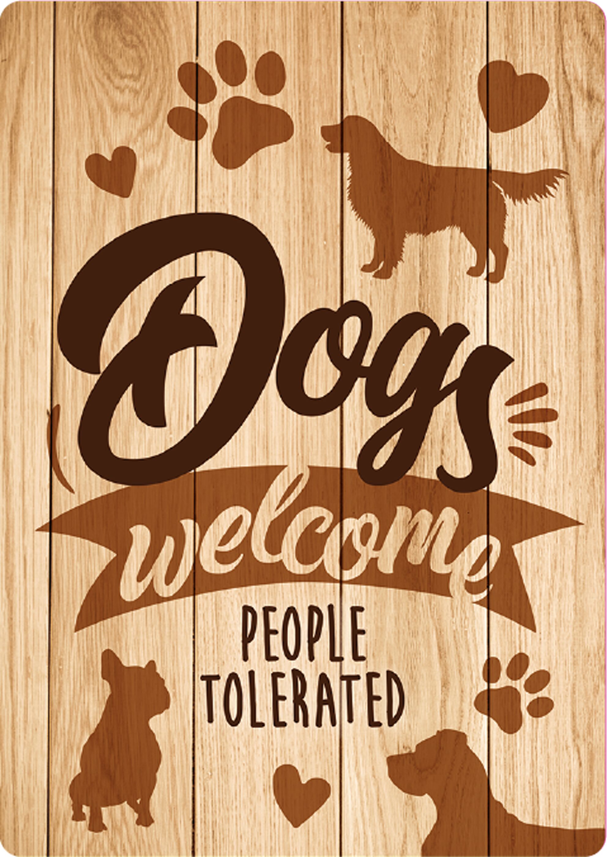 Plenty Gifts Sign Metal Dogs Welcome Wood (v)
