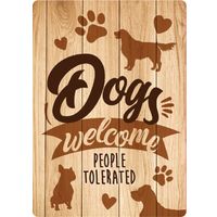 Plenty Gifts Sign Metal Dogs Welcome Wood (v)