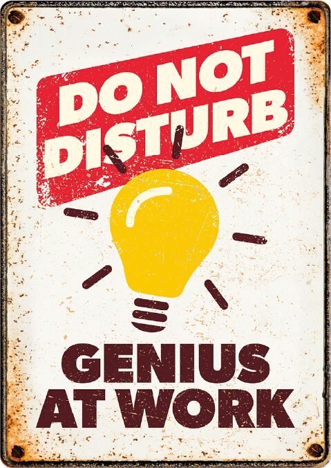 Plenty Gifts Sign Metal Genius At Work (v)
