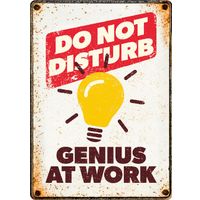 Plenty Gifts Sign Metal Genius At Work (v)