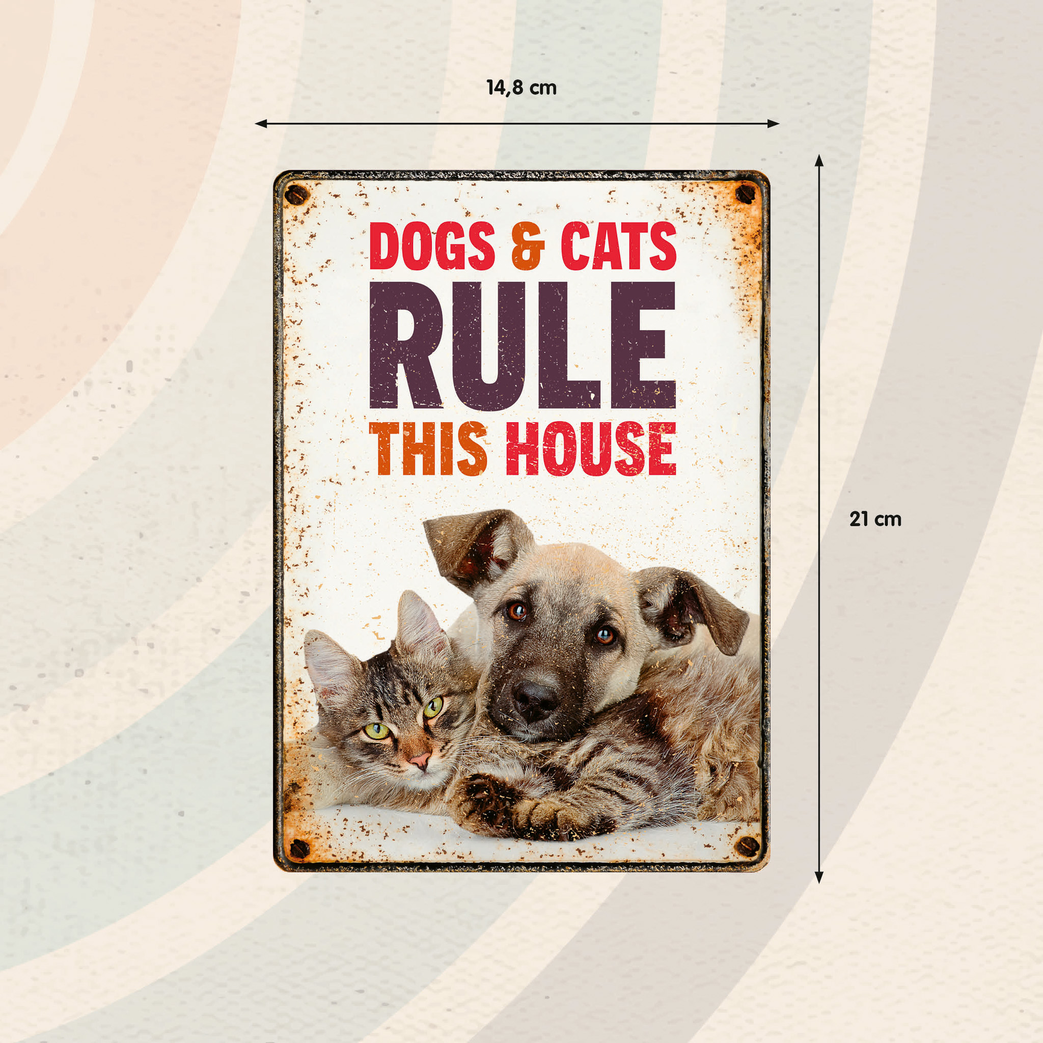 Plenty Gifts Bord blik Dogs & Cats Rule (v)