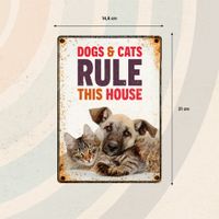 Plenty Gifts Bord blik Dogs & Cats Rule (v)