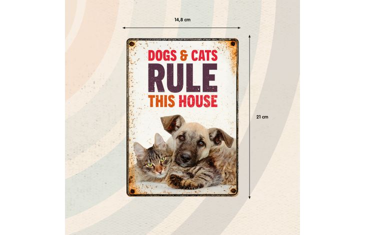 Plenty Gifts Bord blik Dogs & Cats Rule (v)