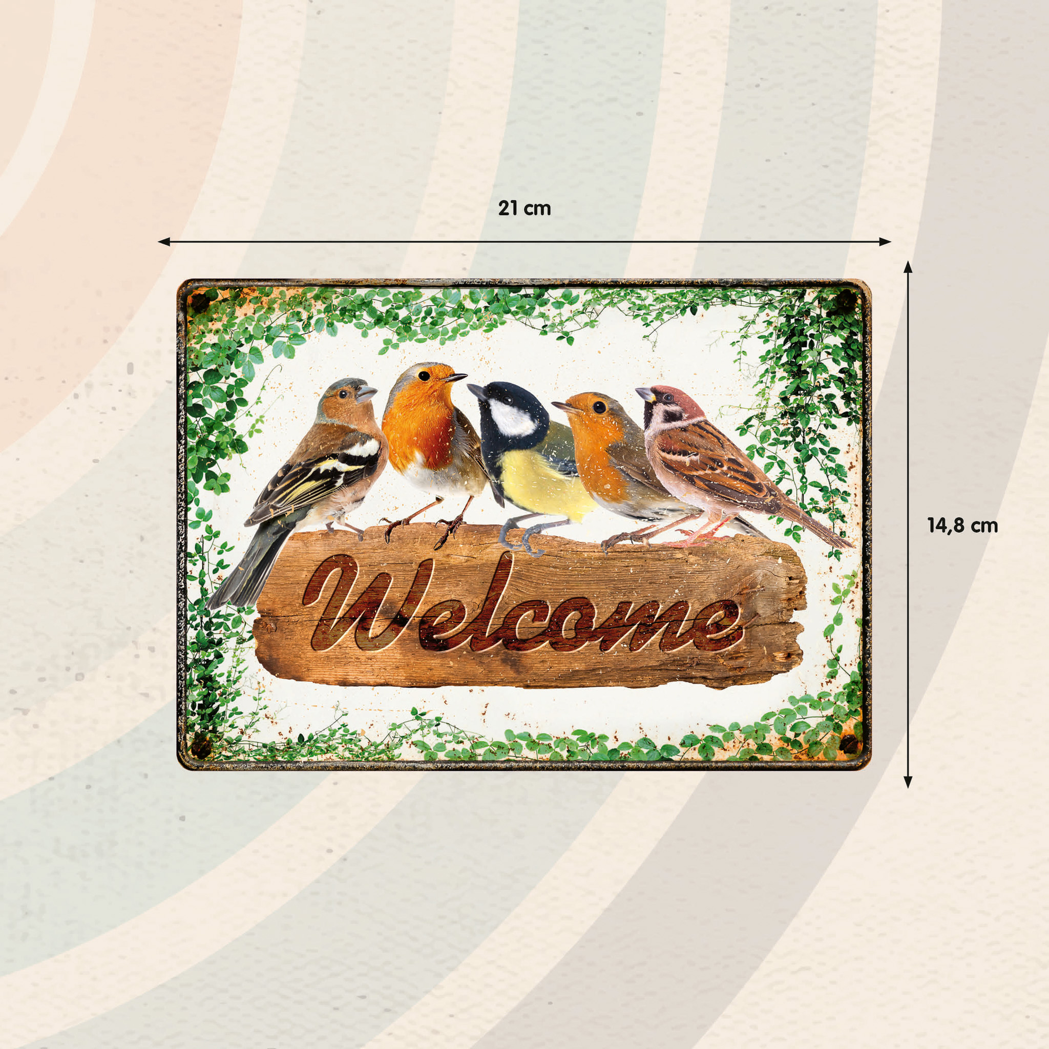 Plenty Gifts Sign Metal Welcome Birds (h)