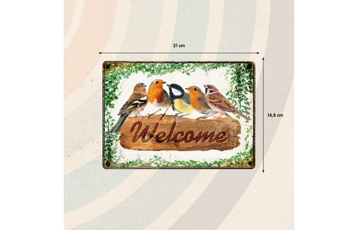 Plenty Gifts Sign Metal Welcome Birds (h)