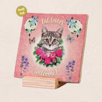 Plenty Gifts Deco Tile Cat Lovers Welcome