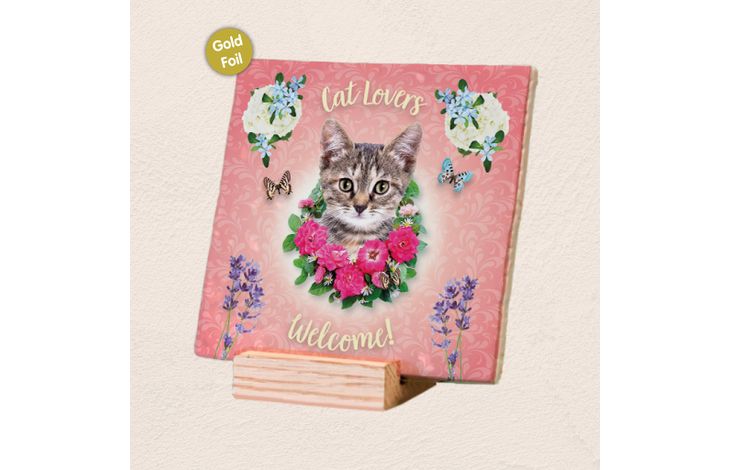 Plenty Gifts Deco Tile Cat Lovers Welcome