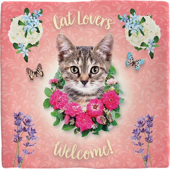 Plenty Gifts Deco Tile Cat Lovers Welcome