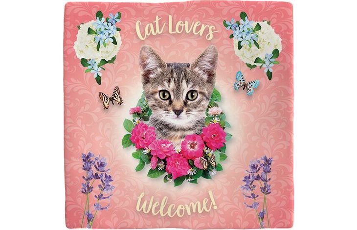 Plenty Gifts Deco Tile Cat Lovers Welcome
