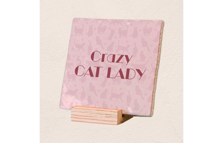 Plenty Gifts Deco Tile Crazy Cat Lady