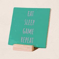 Plenty Gifts Deco Tile Eat Sleep Game Repeat
