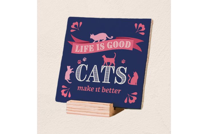 Plenty Gifts Deco Tile Life Is Good Cats