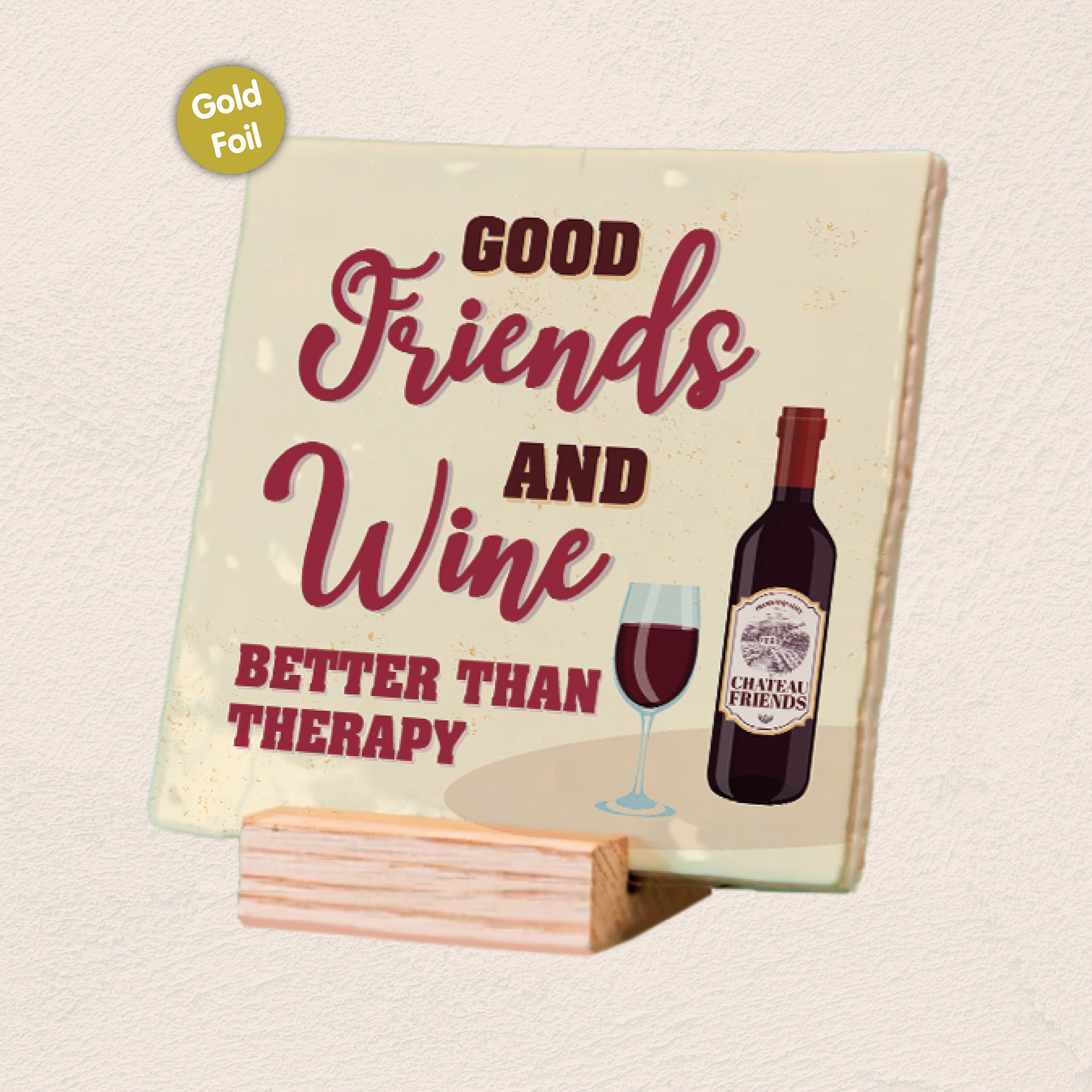 Plenty Gifts Deco Tile Good Friends And Wine