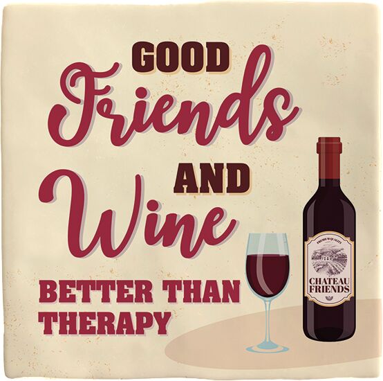Plenty Gifts Deco Tile Good Friends And Wine