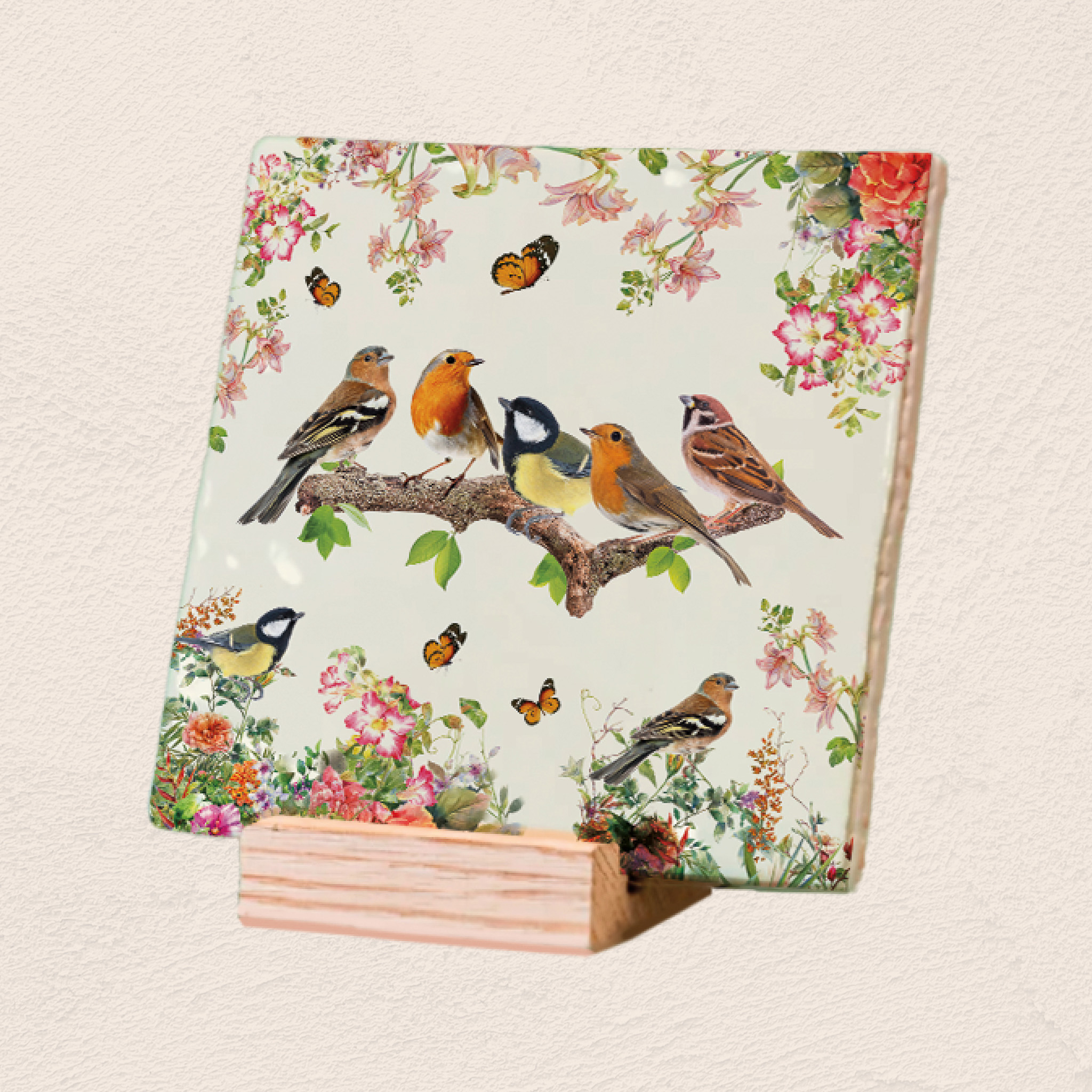 Plenty Gifts Deco Tile Birds Sitting