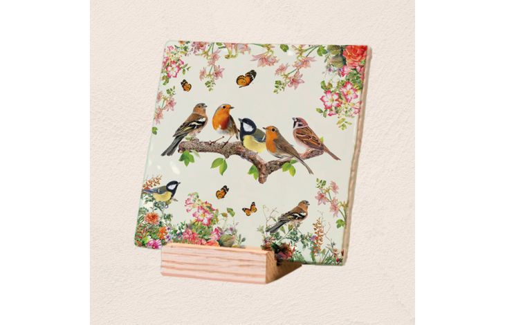 Plenty Gifts Deco Tile Birds Sitting
