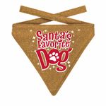 Bandana Xmas Favorite Dog Glitter Gold L