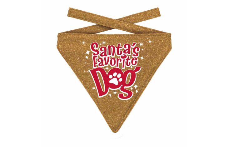 Plenty Gifts Bandana Xmas Favorite Dog Glitter Gold L
