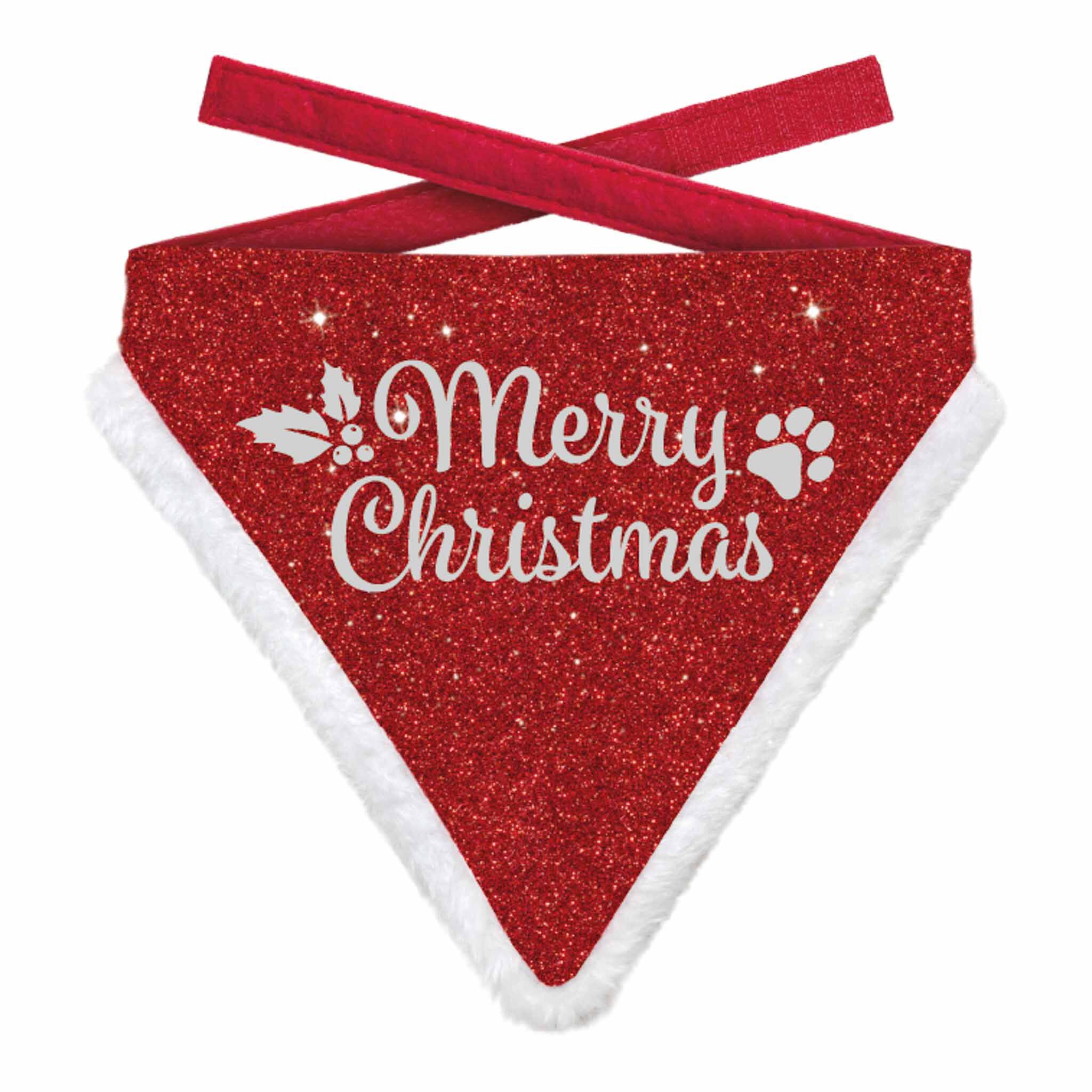 Plenty Gifts Bandana Xmas Merry Christmas Glitter Dog Red M