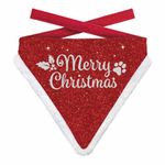 Bandana Xmas Merry Christmas Glitter Dog Red M