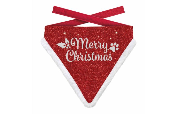 Plenty Gifts Bandana Xmas Merry Christmas Glitter Dog Red M