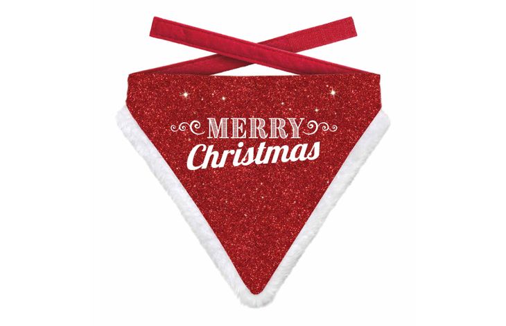 Plenty Gifts Bandana Xmas Merry Christmas Glitter Dog Red L