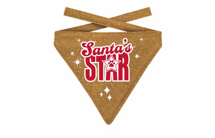 Plenty Gifts Bandana Xmas Santa's Star Cat Gold S