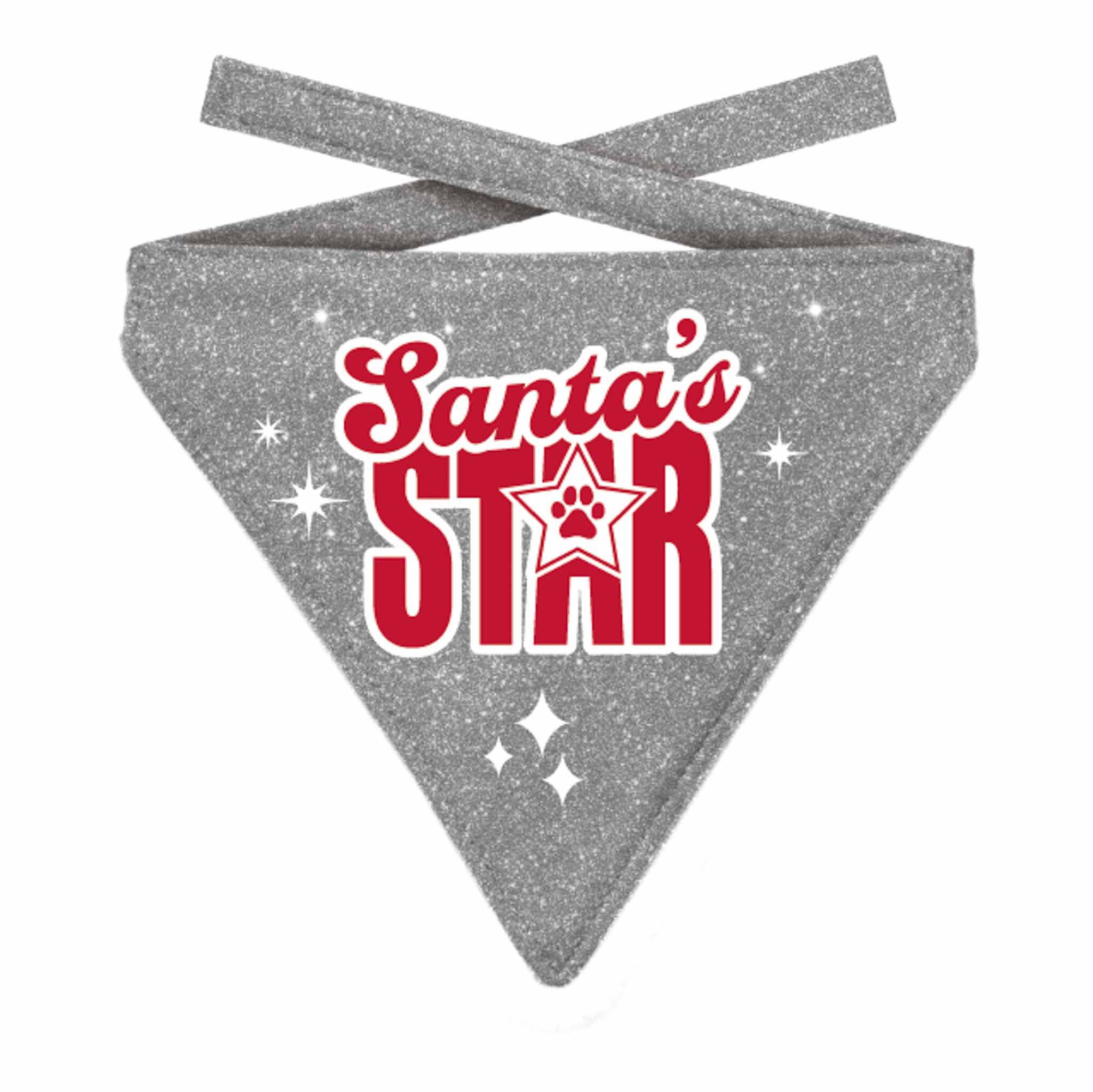Plenty Gifts Bandana Xmas Santa's Star Dog Silver S