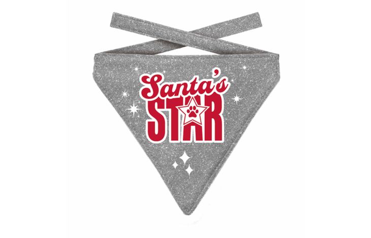 Plenty Gifts Bandana Xmas Santa's Star Dog Silver S