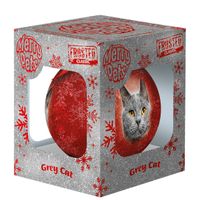 Plenty Gifts Bauble Xmas Frosted Cat Grey