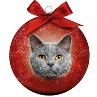 Plenty Gifts Bauble Xmas Frosted Cat Grey