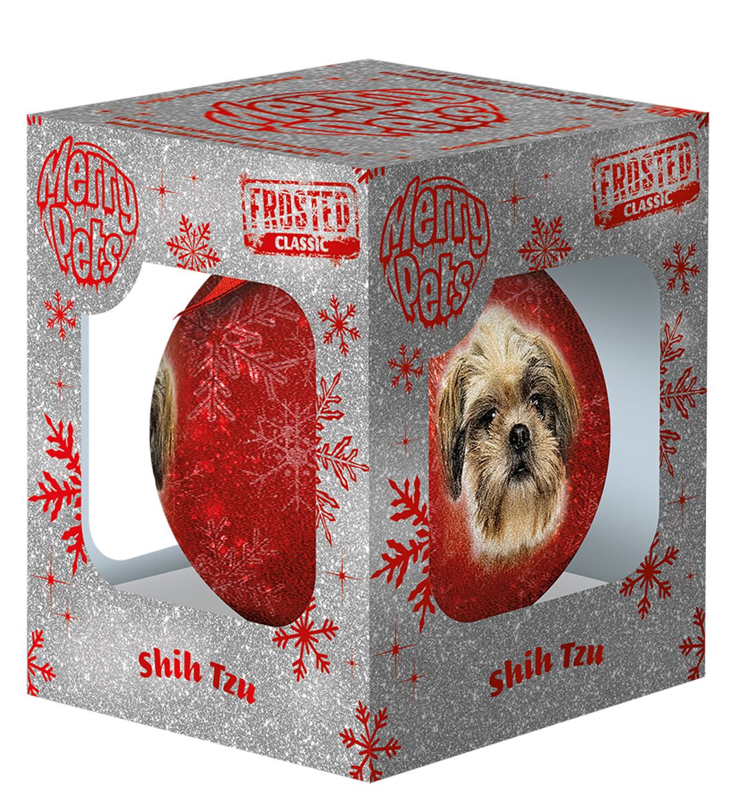 Plenty Gifts Bauble Xmas Frosted Shih Tzu