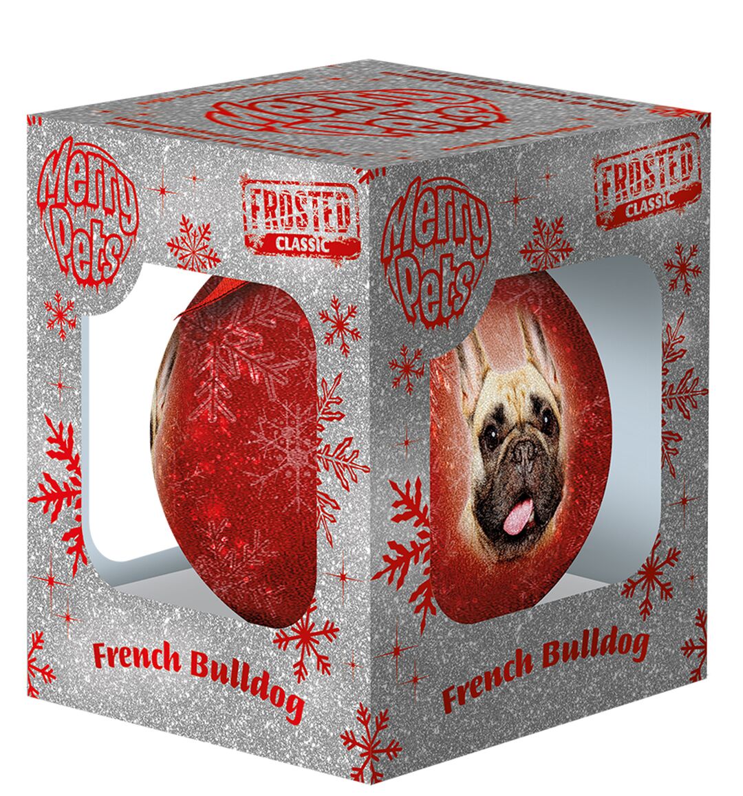 Plenty Gifts Bauble Xmas Frosted French Bulldog