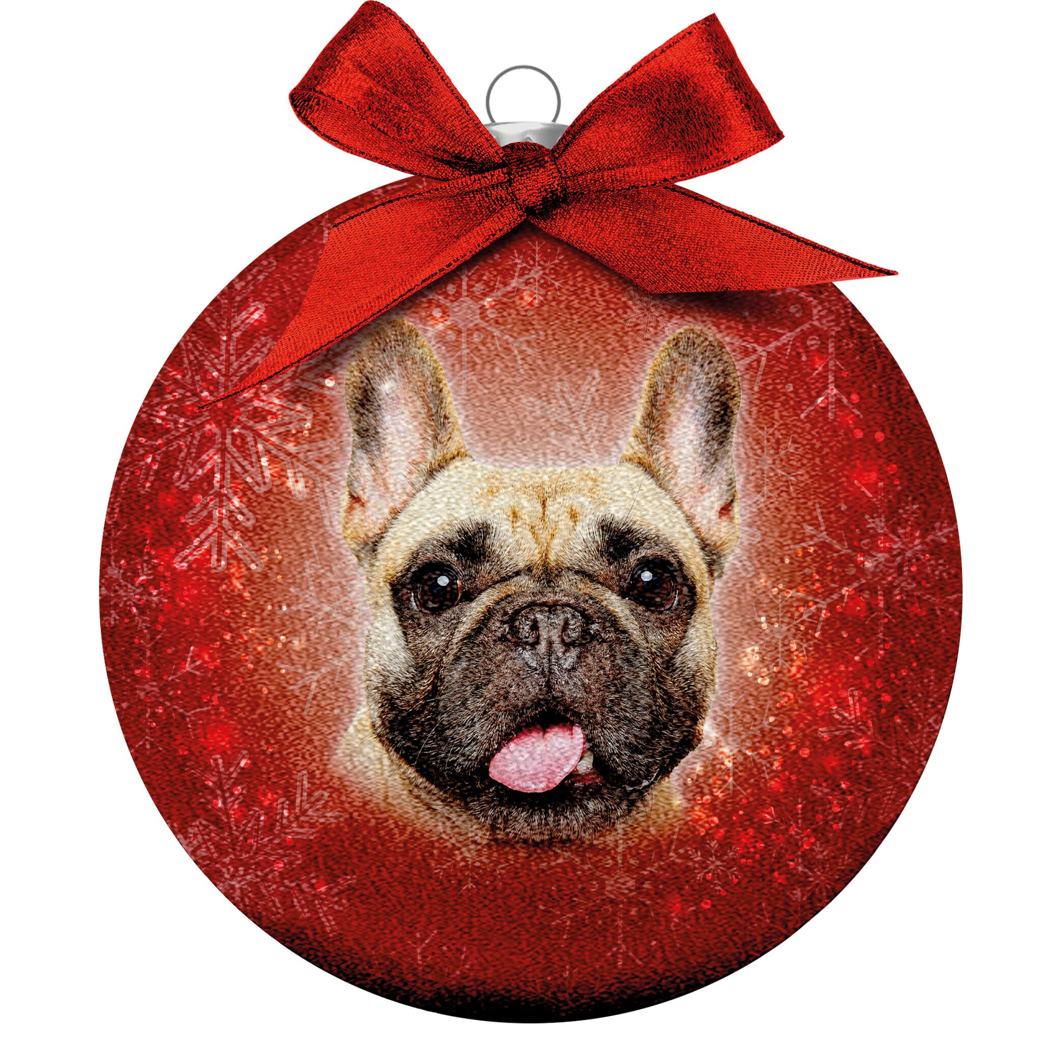 Plenty Gifts Bauble Xmas Frosted French Bulldog