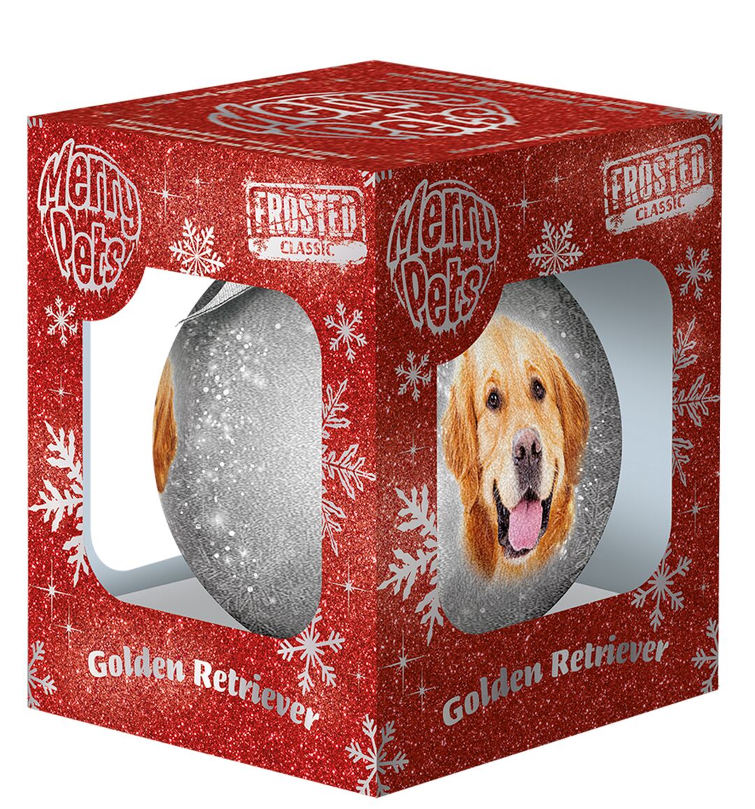 Plenty Gifts Bauble Xmas Frosted Golden Retriever