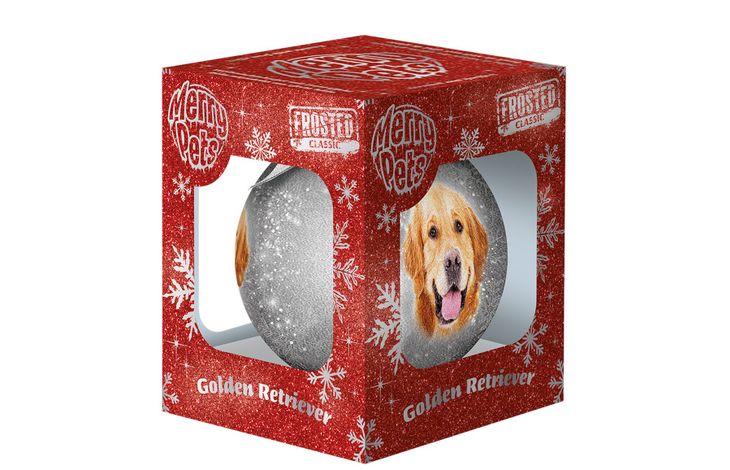 Plenty Gifts Bauble Xmas Frosted Golden Retriever
