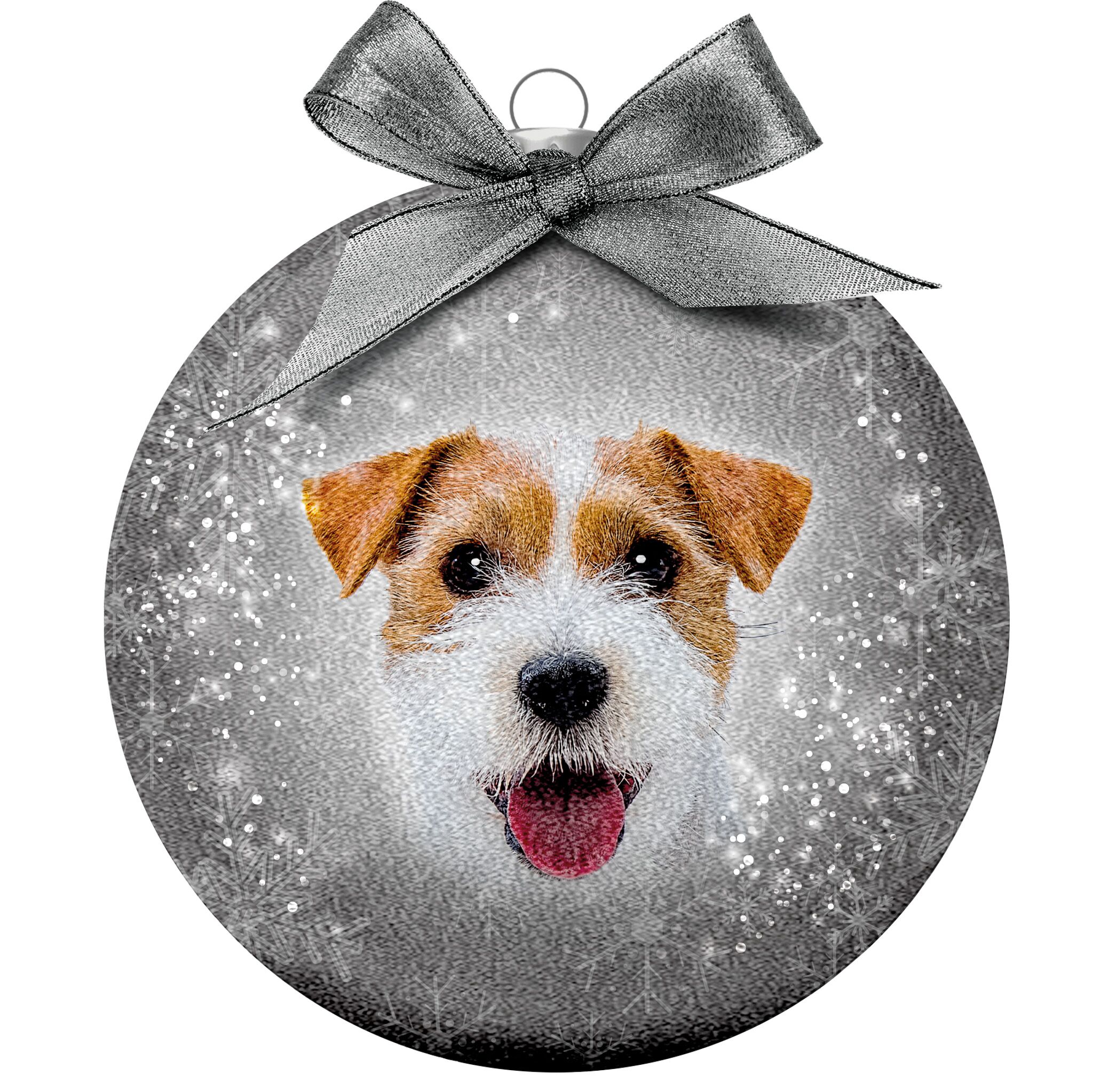 Plenty Gifts Bauble Xmas Frosted Jack Russell
