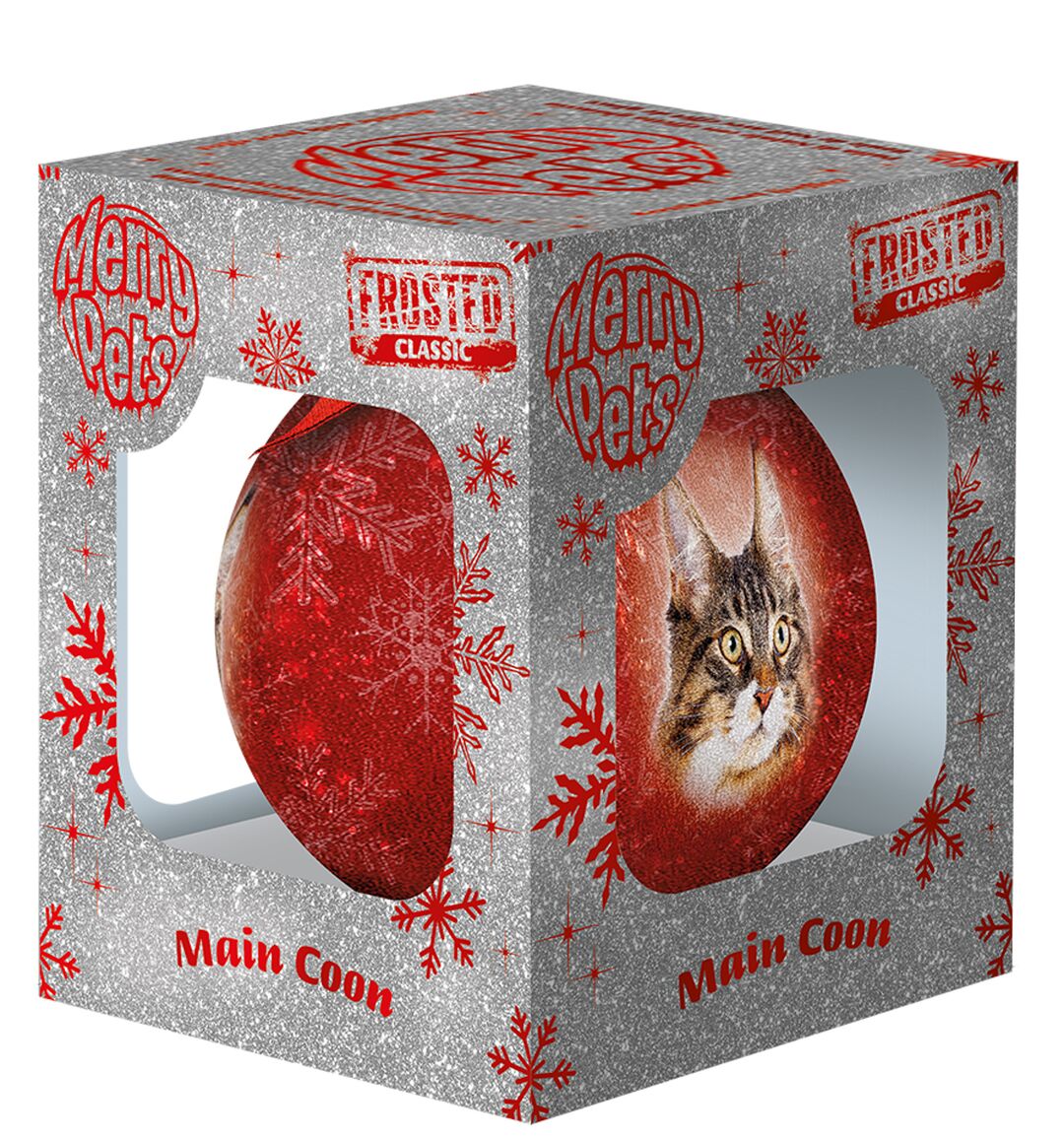 Plenty Gifts Bauble Xmas Frosted Main Coon
