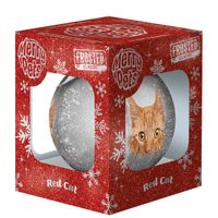 Plenty Gifts Bauble Xmas Frosted Red Cat