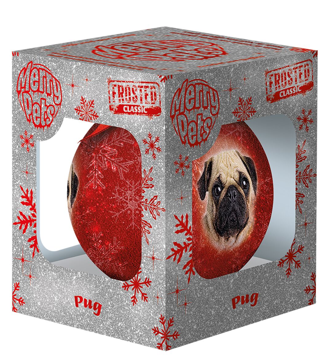 Plenty Gifts Bauble Xmas Frosted Pug