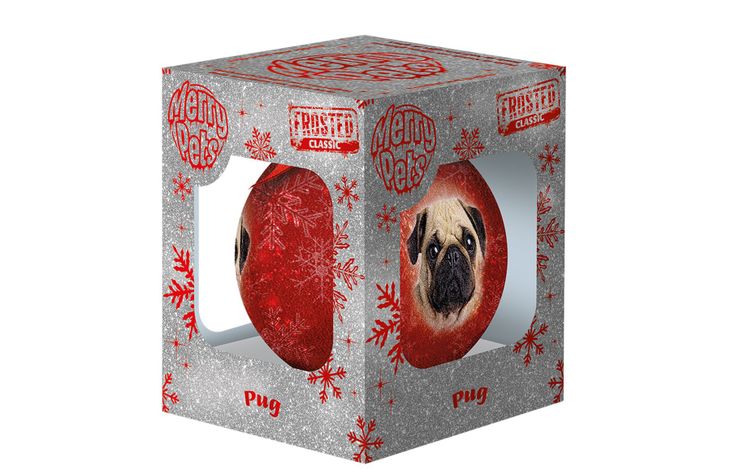 Plenty Gifts Bauble Xmas Frosted Pug