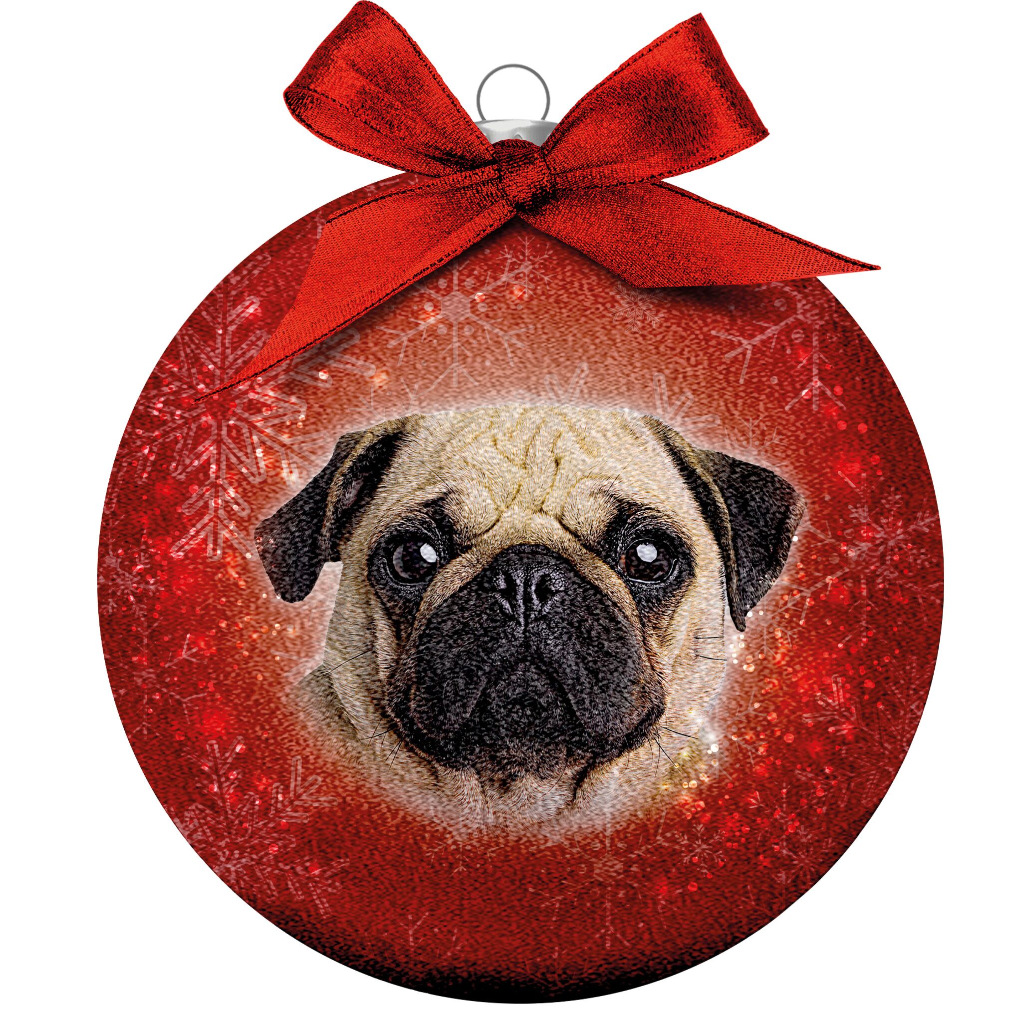 Plenty Gifts Bauble Xmas Frosted Pug
