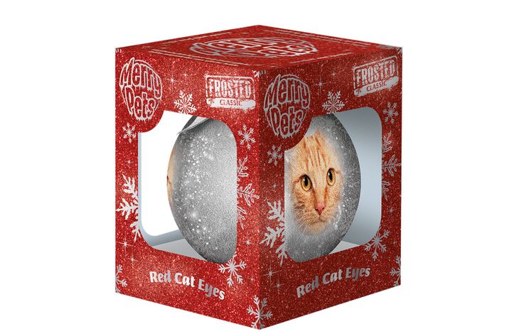 Plenty Gifts Bauble Xmas Frosted Red Cat Eyes